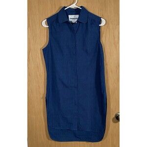 Guideboat Co Tunic Top Blue Button Up Sleeveless Old Money Coastal Women's Sz S